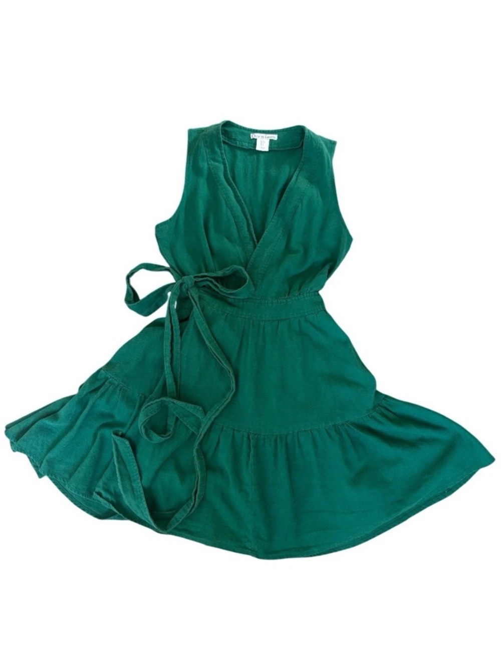 Christian Lacroix Emerald Green Linen Wrap Sleeveless Mini Dress size S